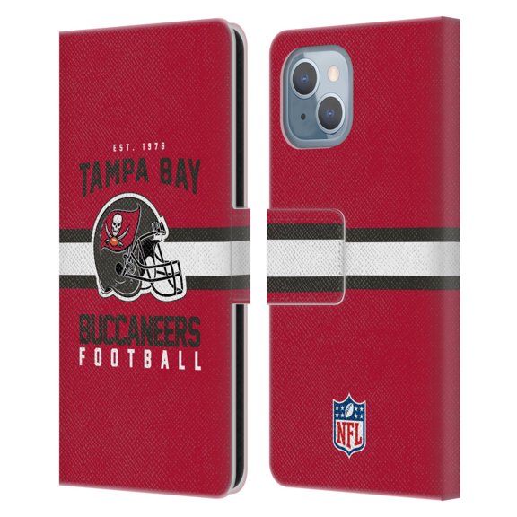 Head Case Designs NFL Tampa Bay Buccaneers Graphics Helmet Typography Leather Book Wallet Case Cover For Apple iPhone 14