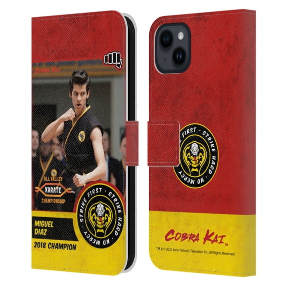 Head Case Designs Officially Licensed Cobra Kai Graphics 2 Miguel Diaz Karate Leather Book Wallet Case Cover Compatible with Apple iPhone 15 Plus