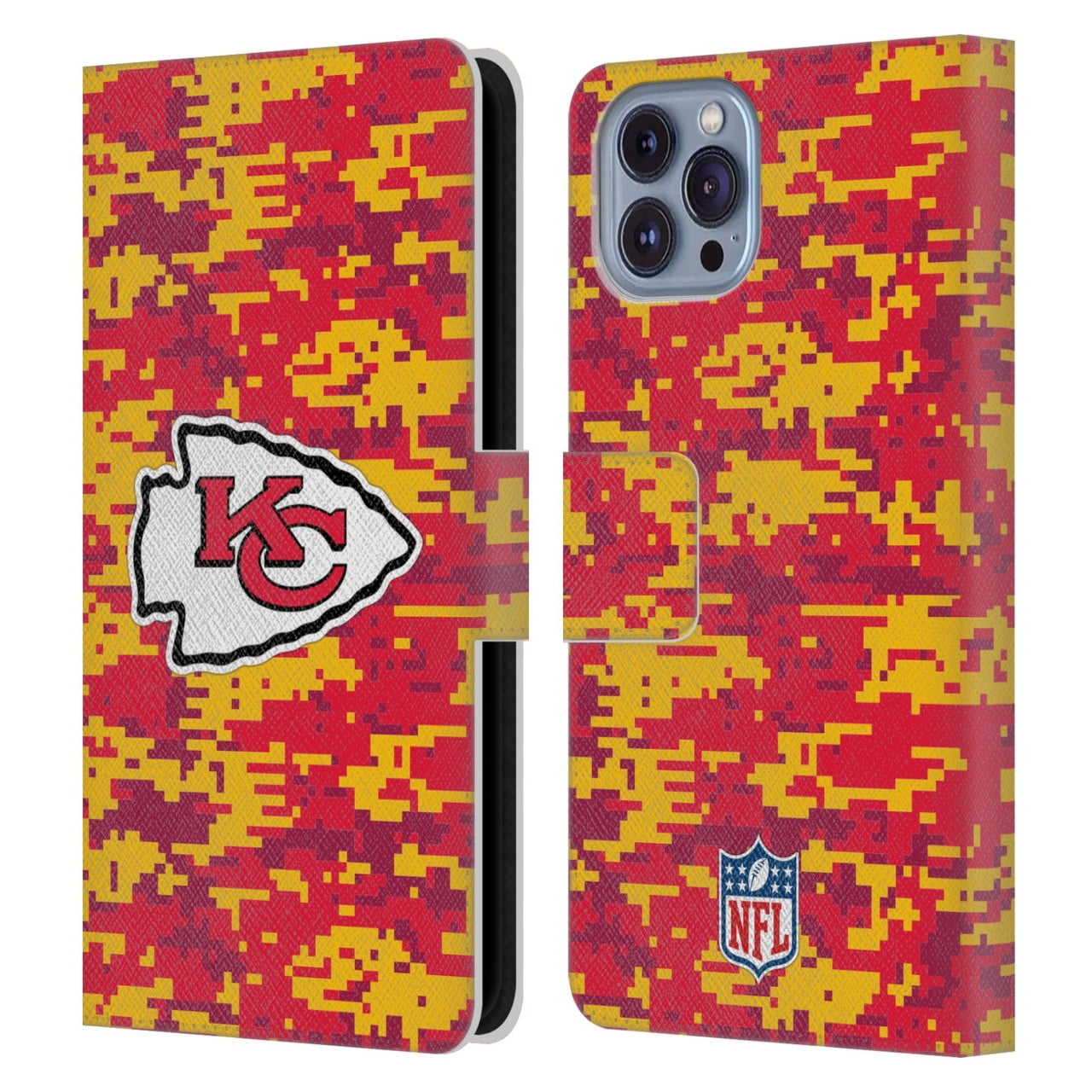 Head Case Designs NFL Kansas City Chiefs Graphics Digital Camouflage Leather Book Wallet Case Cover For Apple iPhone 14