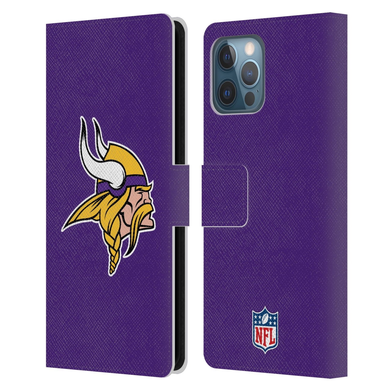 Head Case Designs NFL Minnesota Vikings Logo Plain Leather Book Wallet Case Cover For Apple iPhone 12 Pro Max