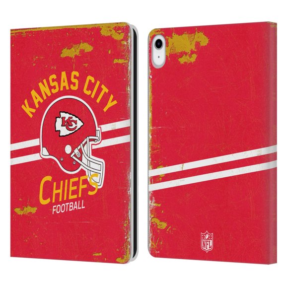 Head Case Designs NFL Kansas City Chiefs Logo Art Helmet Distressed Leather Book Wallet Case Cover For Apple iPad 10.9 2022/2025