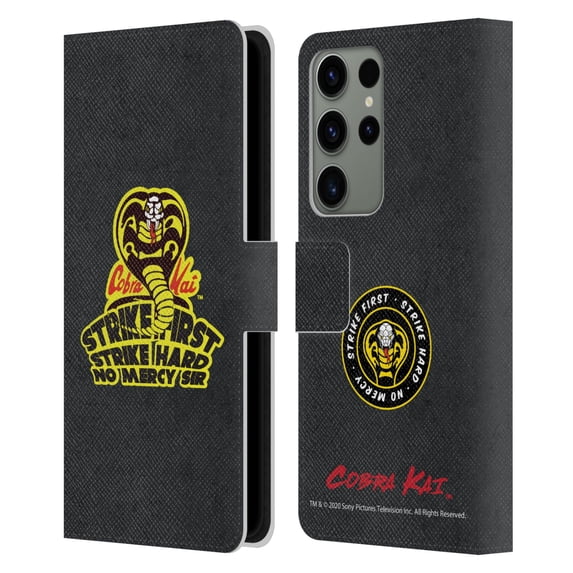 Head Case Designs Officially Licensed Cobra Kai Graphics 2 Strike Hard Logo Leather Book Wallet Case Cover Compatible with Samsung Galaxy S23 Ultra 5G