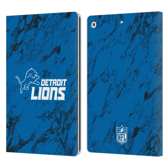 Head Case Designs NFL Detroit Lions Graphics Coloured Marble Leather Book Wallet Case Cover For Apple iPad 10.2 2019/2020/2021