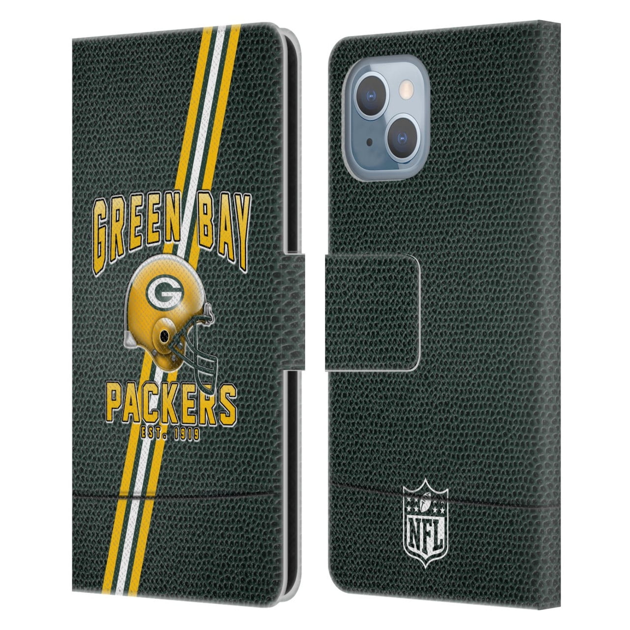 Head Case Designs NFL Green Bay Packers Logo Art Football Stripes Leather Book Wallet Case Cover For Apple iPhone 14