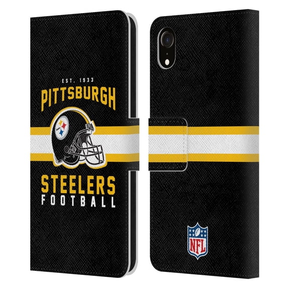 Head Case Designs NFL Pittsburgh Steelers Graphics Helmet Typography Leather Book Wallet Case Cover For Apple iPhone XR