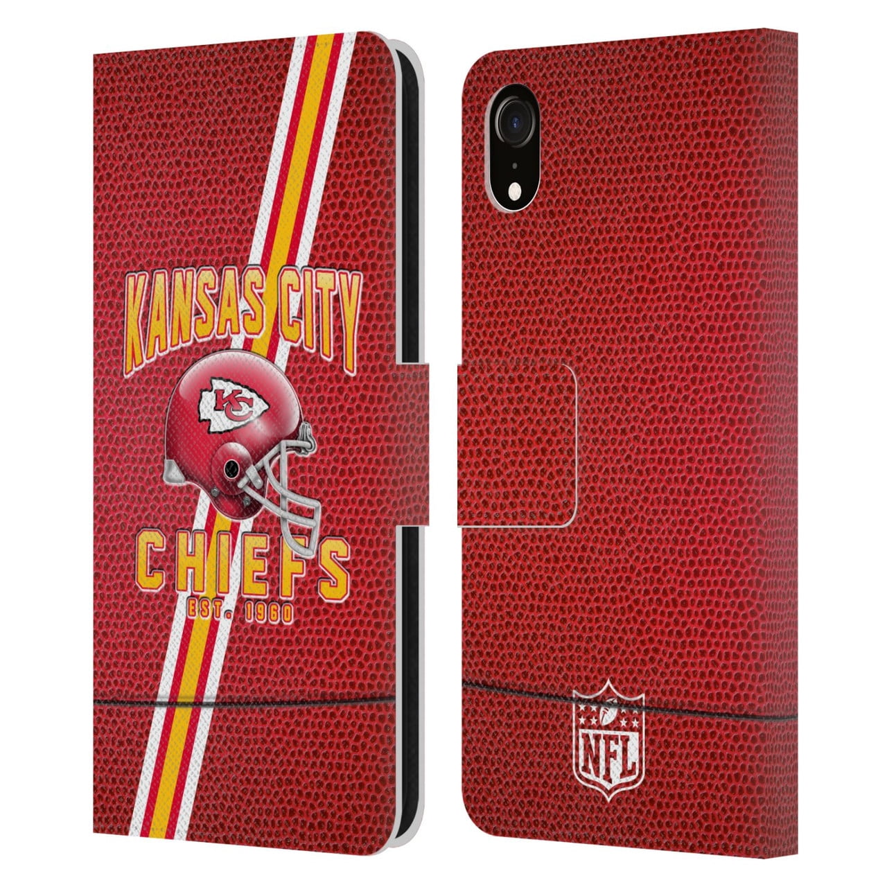 Head Case Designs NFL Kansas City Chiefs Logo Art Football Stripes Leather Book Wallet Case Cover For Apple iPhone XR
