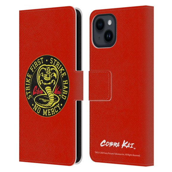 Head Case Designs Officially Licensed Cobra Kai Graphics Strike Logo Leather Book Wallet Case Cover Compatible with Apple iPhone 15