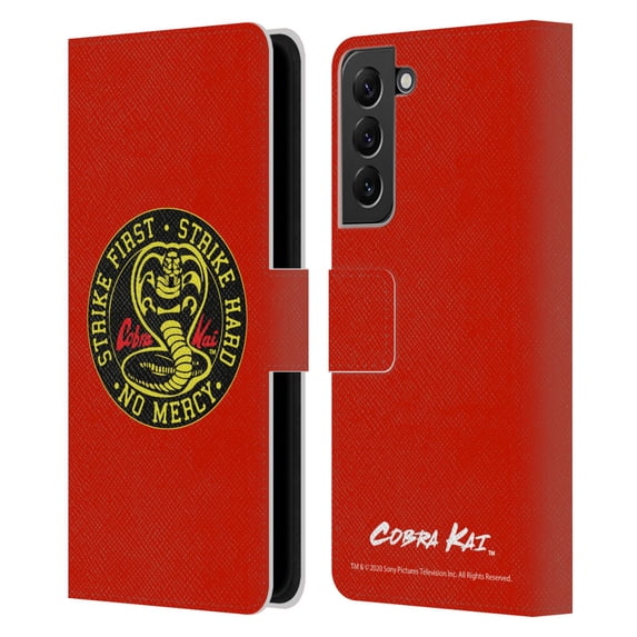 Head Case Designs Officially Licensed Cobra Kai Graphics Strike Logo Leather Book Wallet Case Cover Compatible with Samsung Galaxy S22+ 5G