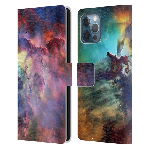 Head Case Designs Officially Licensed Cosmo18 Space Lagoon Nebula Leather Book Wallet Case Cover Compatible with Apple iPhone 12 Pro Max