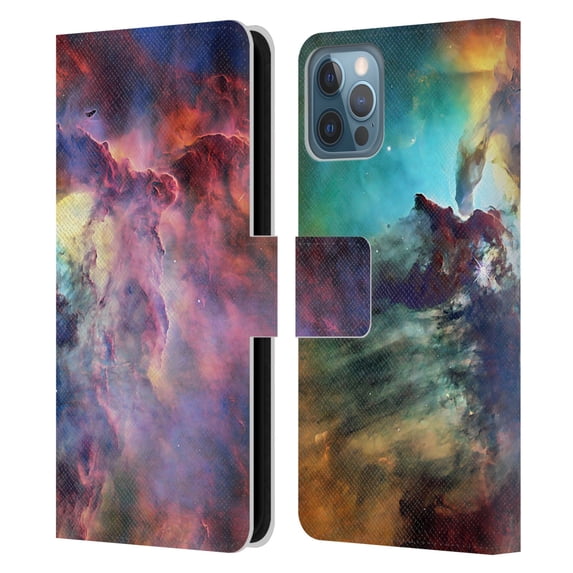 Head Case Designs Officially Licensed Cosmo18 Space Lagoon Nebula Leather Book Wallet Case Cover Compatible with Apple iPhone 12 / iPhone 12 Pro