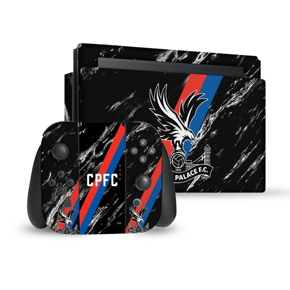 Head Case Designs Officially Licensed Crystal Palace FC Logo Art Black Marble Vinyl Sticker Skin Decal Cover Compatible with Nintendo Switch Bundle