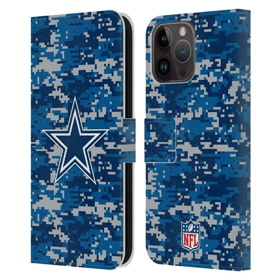 Head Case Designs NFL Dallas Cowboys Graphics Digital Camouflage Leather Book Wallet Case Cover For Apple iPhone 15 Pro Max