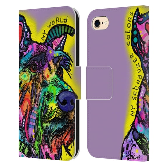 Head Case Designs Officially Licensed Dean Russo Dogs 3 My Schnauzer Leather Book Wallet Case Cover Compatible with Apple iPhone 7 / 8 / SE 2020 & 2022