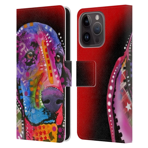 Head Case Designs Officially Licensed Dean Russo Dogs Basset Hound Leather Book Wallet Case Cover Compatible with Apple iPhone 15 Pro