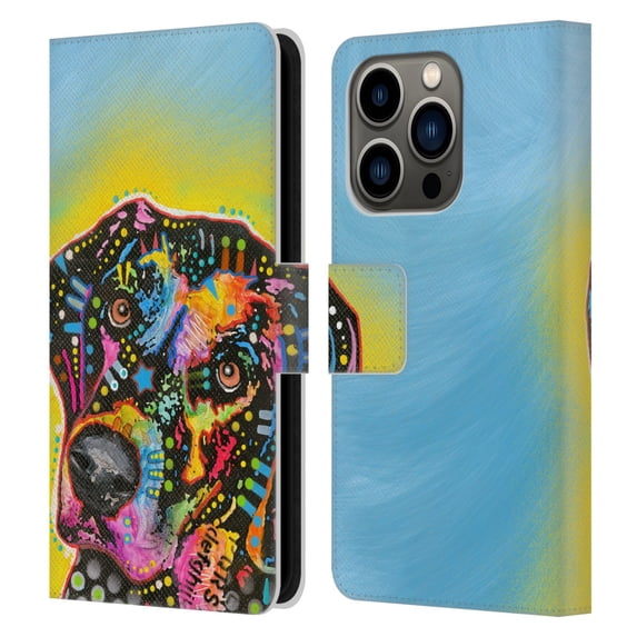 Head Case Designs Officially Licensed Dean Russo Dogs Labrador Leather Book Wallet Case Cover Compatible with Apple iPhone 14 Pro