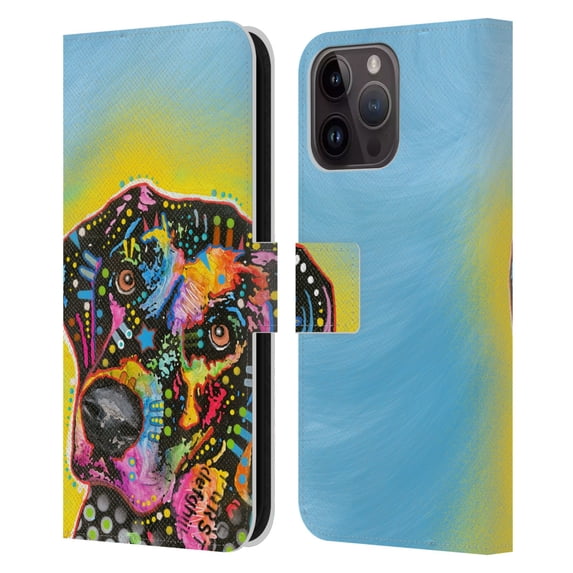 Head Case Designs Officially Licensed Dean Russo Dogs Labrador Leather Book Wallet Case Cover Compatible with Apple iPhone 15 Pro Max