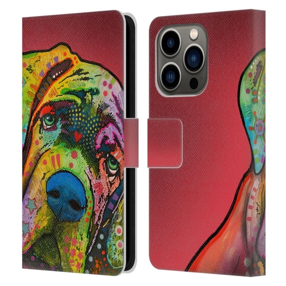 Head Case Designs Officially Licensed Dean Russo Dogs Mastiff Leather Book Wallet Case Cover Compatible with Apple iPhone 14 Pro