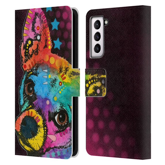 Head Case Designs Officially Licensed Dean Russo Dogs Pop Chihuahua Leather Book Wallet Case Cover Compatible with Samsung Galaxy S21 5G