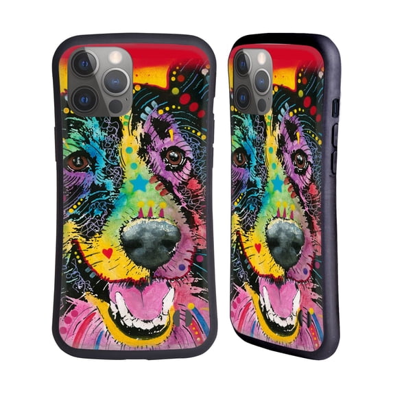 Head Case Designs Officially Licensed Dean Russo Dogs Smiling Collie Hybrid Case Compatible with Apple iPhone 14 Pro Max