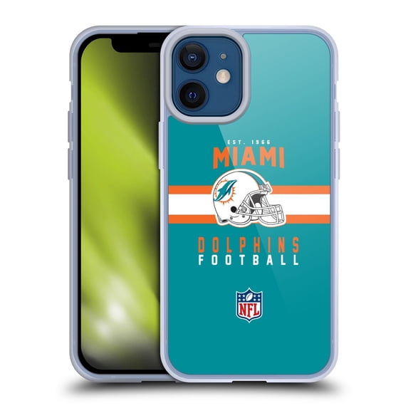 Head Case Designs NFL Miami Dolphins Graphics Helmet Typography Soft Gel Case for Apple iPhone 12 Mini
