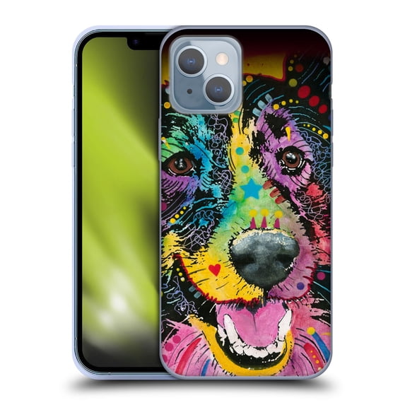 Head Case Designs Officially Licensed Dean Russo Dogs Smiling Collie Soft Gel Case Compatible with Apple iPhone 14