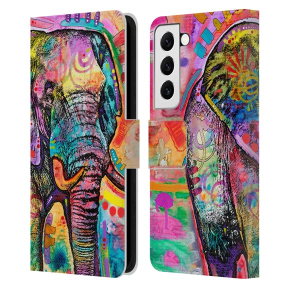 Head Case Designs Officially Licensed Dean Russo Wildlife 2 Elephant Leather Book Wallet Case Cover Compatible with Samsung Galaxy S22 5G