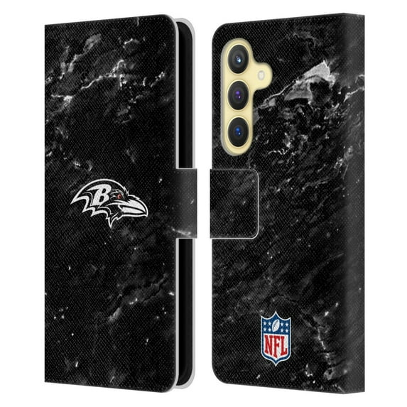 Head Case Designs NFL Baltimore Ravens Artwork Marble Leather Book Wallet Case Cover For Samsung Galaxy S24 5G
