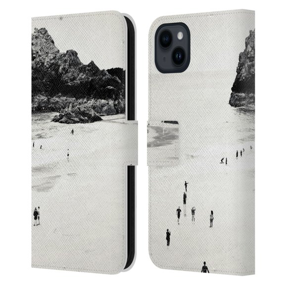 Head Case Designs Officially Licensed Dorit Fuhg Travel Stories Cornwall Beach Life Leather Book Wallet Case Cover Compatible with Apple iPhone 15 Plus