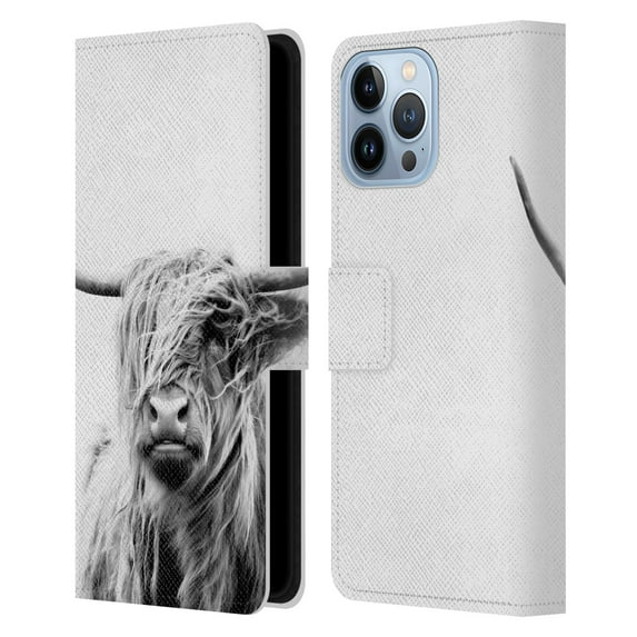 Head Case Designs Officially Licensed Dorit Fuhg Travel Stories Portrait of a Highland Cow Leather Book Wallet Case Cover Compatible with Apple iPhone 13 Pro Max