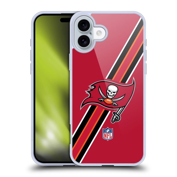 Head Case Designs NFL Tampa Bay Buccaneers Logo Stripes Soft Gel Case for Apple iPhone 16 Plus