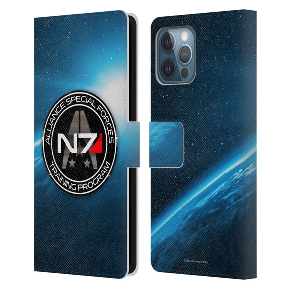Head Case Designs Officially Licensed EA Bioware Mass Effect 3 Badges And Logos N7 Training Program Leather Book Wallet Case Compatible with Apple iPhone 12 Pro Max
