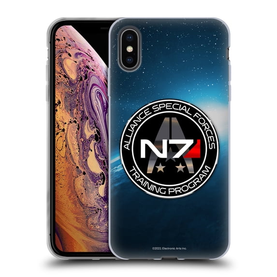 Head Case Designs Officially Licensed EA Bioware Mass Effect 3 Badges And Logos N7 Training Program Soft Gel Case Compatible with Apple iPhone XS Max