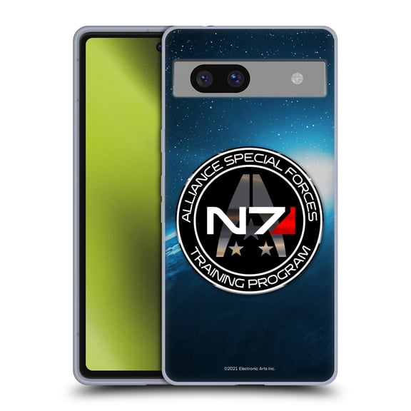 Head Case Designs Officially Licensed EA Bioware Mass Effect 3 Badges And Logos N7 Training Program Soft Gel Case Compatible with Google Pixel 7a