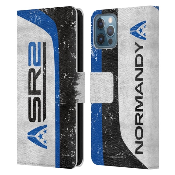 Head Case Designs Officially Licensed EA Bioware Mass Effect 3 Badges And Logos SR2 Normandy Leather Book Wallet Case Compatible with Apple iPhone 12 / iPhone 12 Pro