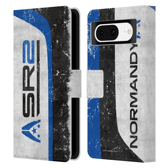 Head Case Designs Officially Licensed EA Bioware Mass Effect 3 Badges And Logos SR2 Normandy Leather Book Wallet Case Cover Compatible with Google Pixel 8