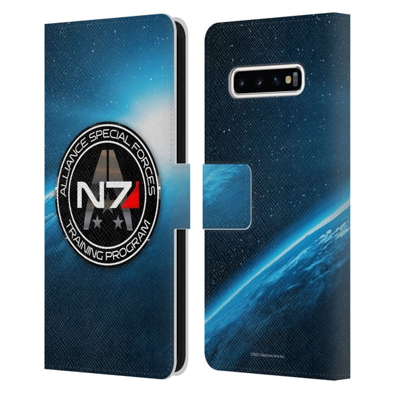 Head Case Designs Officially Licensed EA Bioware Mass Effect 3 Badges And Logos N7 Training Program Leather Book Case Compatible with Samsung Galaxy S10+ / S10 Plus