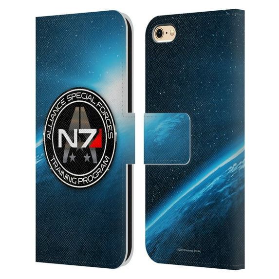 Head Case Designs Officially Licensed EA Bioware Mass Effect 3 Badges And Logos N7 Training Program Leather Book Wallet Case Compatible with Apple iPhone 6 / iPhone 6s