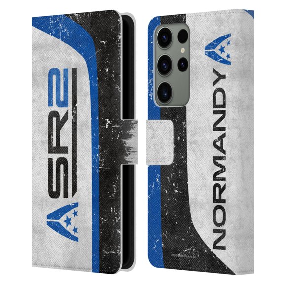 Head Case Designs Officially Licensed EA Bioware Mass Effect 3 Badges And Logos SR2 Normandy Leather Book Wallet Case Cover Compatible with Samsung Galaxy S23 Ultra 5G