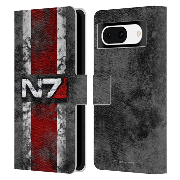 Head Case Designs Officially Licensed EA Bioware Mass Effect Graphics N7 Logo Distressed Leather Book Wallet Case Cover Compatible with Google Pixel 8