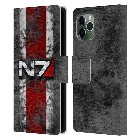 Head Case Designs Officially Licensed EA Bioware Mass Effect Graphics N7 Logo Distressed Leather Book Wallet Case Cover Compatible with Apple iPhone 11 Pro