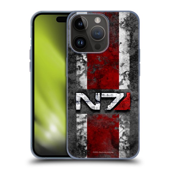 Head Case Designs Officially Licensed EA Bioware Mass Effect Graphics N7 Logo Distressed Soft Gel Case Compatible with Apple iPhone 15 Pro