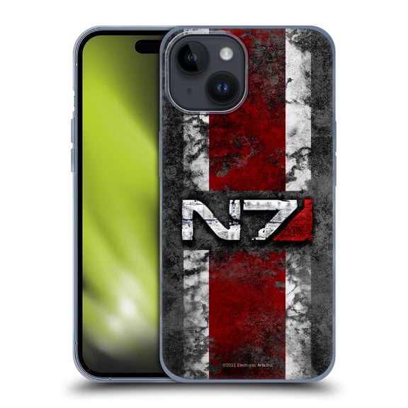 Head Case Designs Officially Licensed EA Bioware Mass Effect Graphics N7 Logo Distressed Soft Gel Case Compatible with Apple iPhone 15