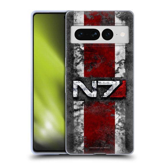 Head Case Designs Officially Licensed EA Bioware Mass Effect Graphics N7 Logo Distressed Soft Gel Case Compatible with Google Pixel 7 Pro