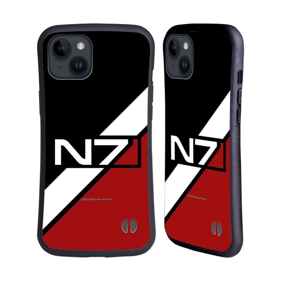 Head Case Designs Officially Licensed EA Bioware Mass Effect Graphics N7 Logo Stripes Hybrid Case Compatible with Apple iPhone 15 Plus