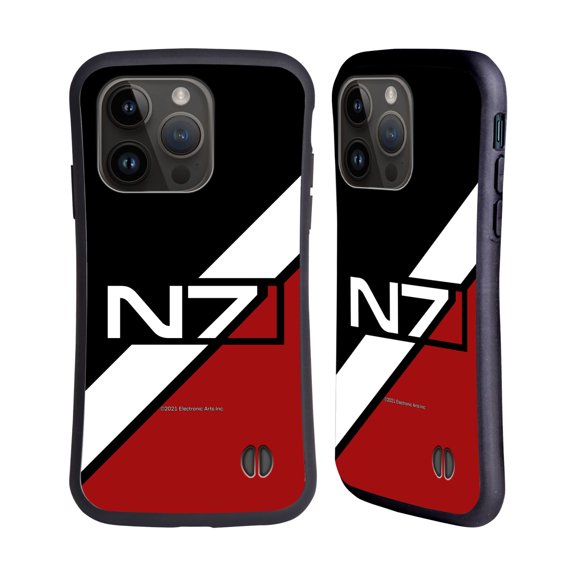 Head Case Designs Officially Licensed EA Bioware Mass Effect Graphics N7 Logo Stripes Hybrid Case Compatible with Apple iPhone 15 Pro