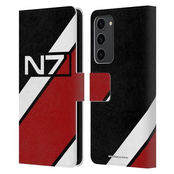 Head Case Designs Officially Licensed EA Bioware Mass Effect Graphics N7 Logo Stripes Leather Book Wallet Case Cover Compatible with Samsung Galaxy S23+ 5G