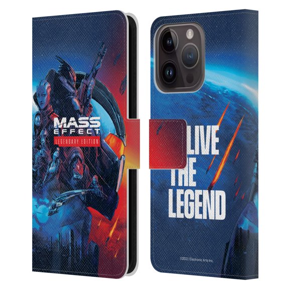 Head Case Designs Officially Licensed EA Bioware Mass Effect Legendary Graphics Key Art Leather Book Wallet Case Cover Compatible with Apple iPhone 15 Pro
