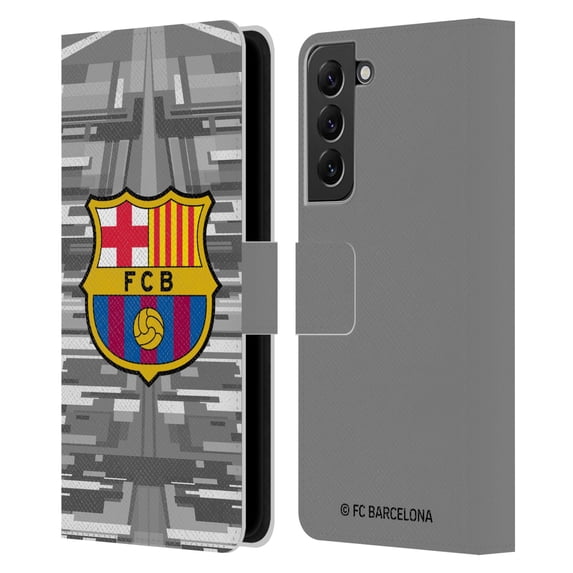 Head Case Designs Officially Licensed FC Barcelona 2019/20 Crest Kit Away Goalkeeper Leather Book Wallet Case Cover Compatible with Samsung Galaxy S22+ 5G