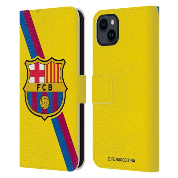 Head Case Designs Officially Licensed FC Barcelona 2019/20 Crest Kit Away Leather Book Wallet Case Cover Compatible with Apple iPhone 15 Plus