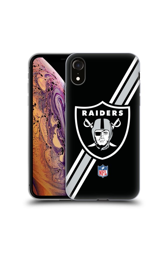 NFL Las Vegas Raiders Logo Stripes Soft Gel Case for Apple iPhone XR